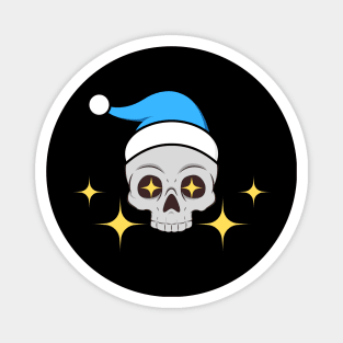 Sia de la Muerte Skull Wearing a Blue Santa Hat Magnet